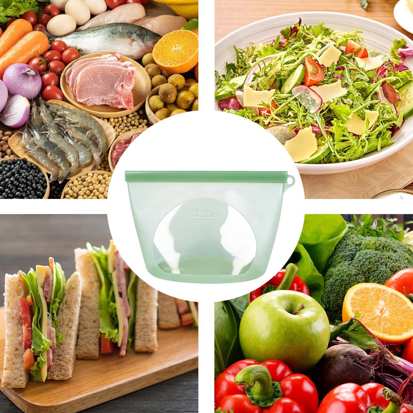 Food Storage Bags Zip Lock Pouch - Sacs Ziplock en silicone 1000 ml,